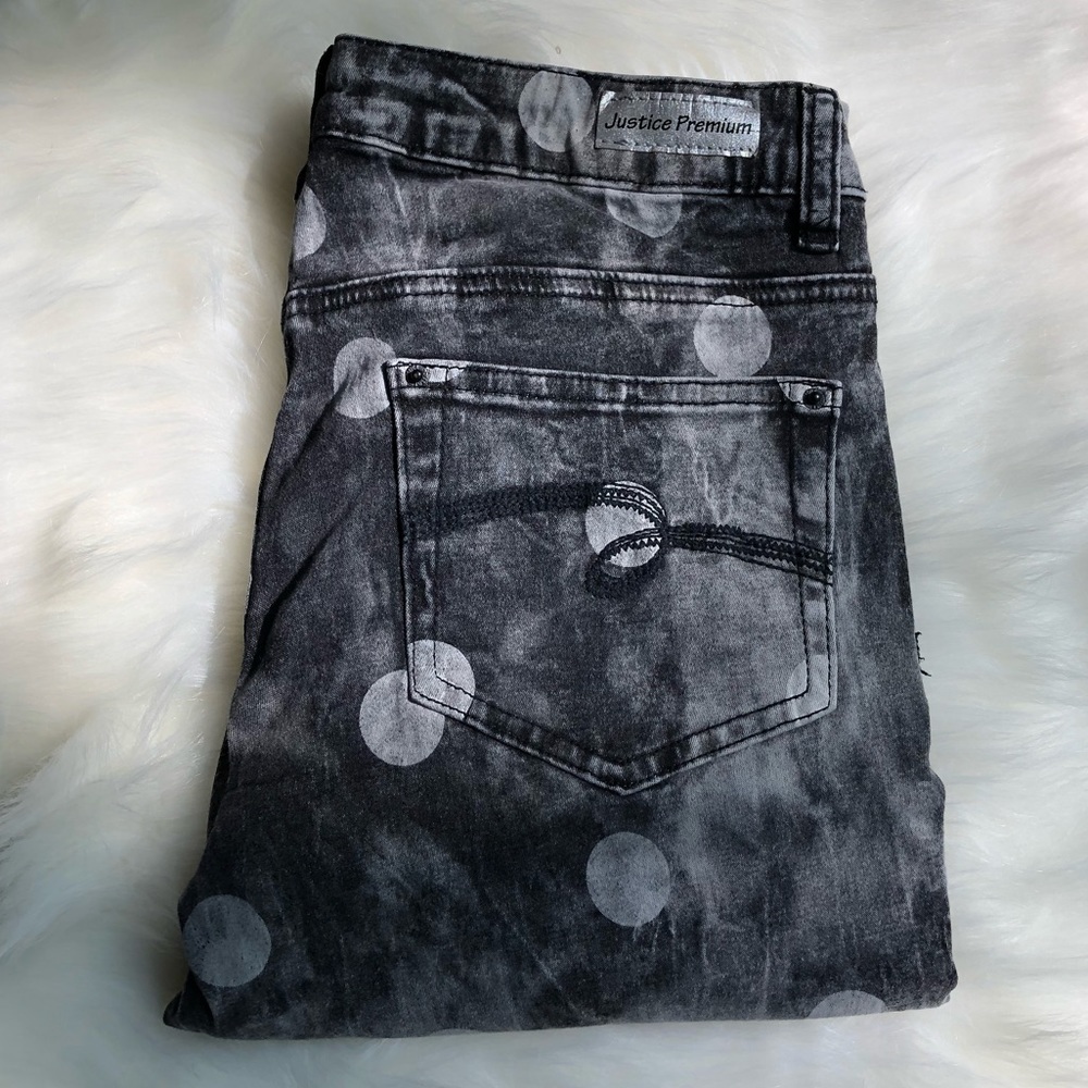 Justice premium jeans polka dots design Sz 14R